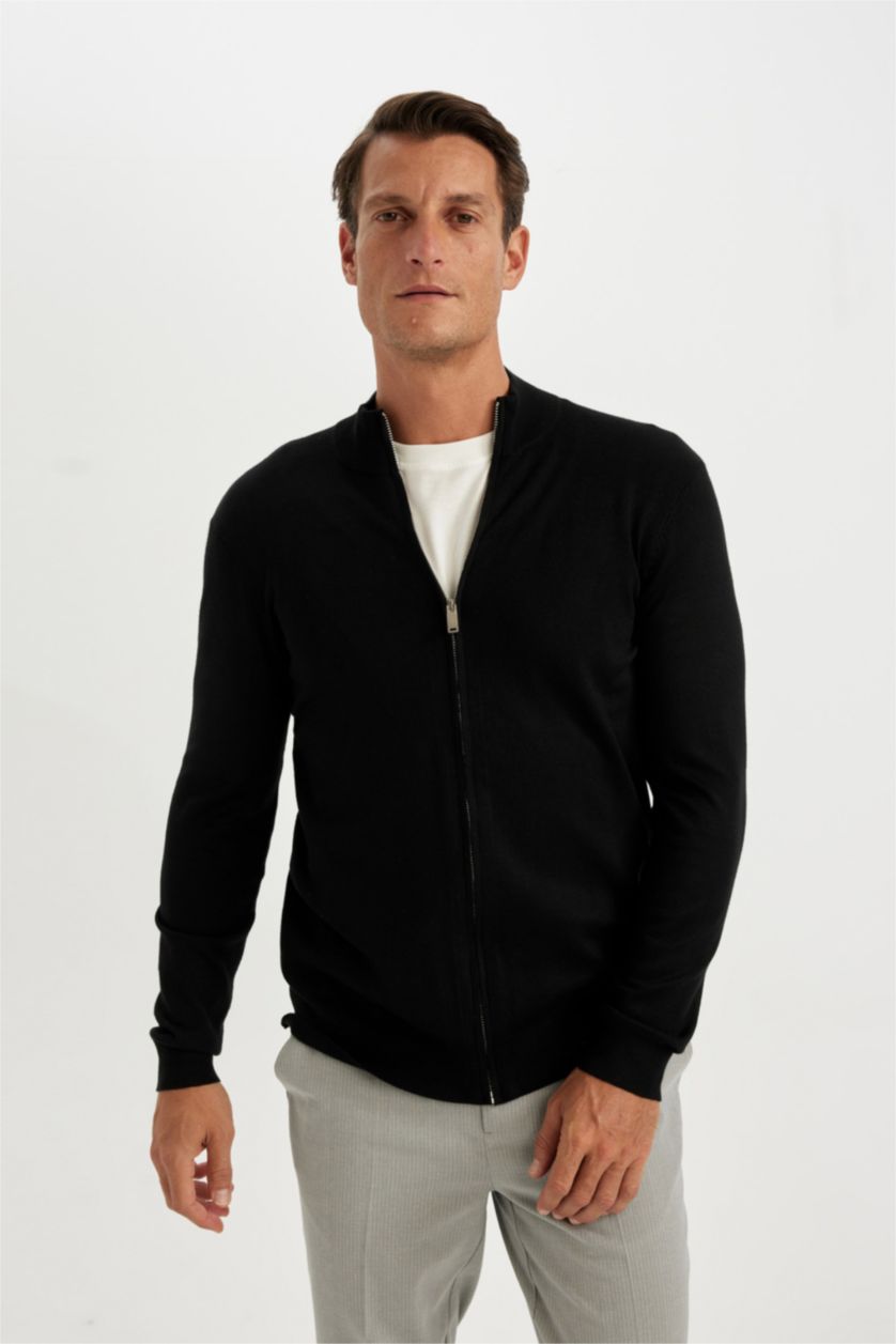 Мужчины Черный Кардиган стандартного кроя
