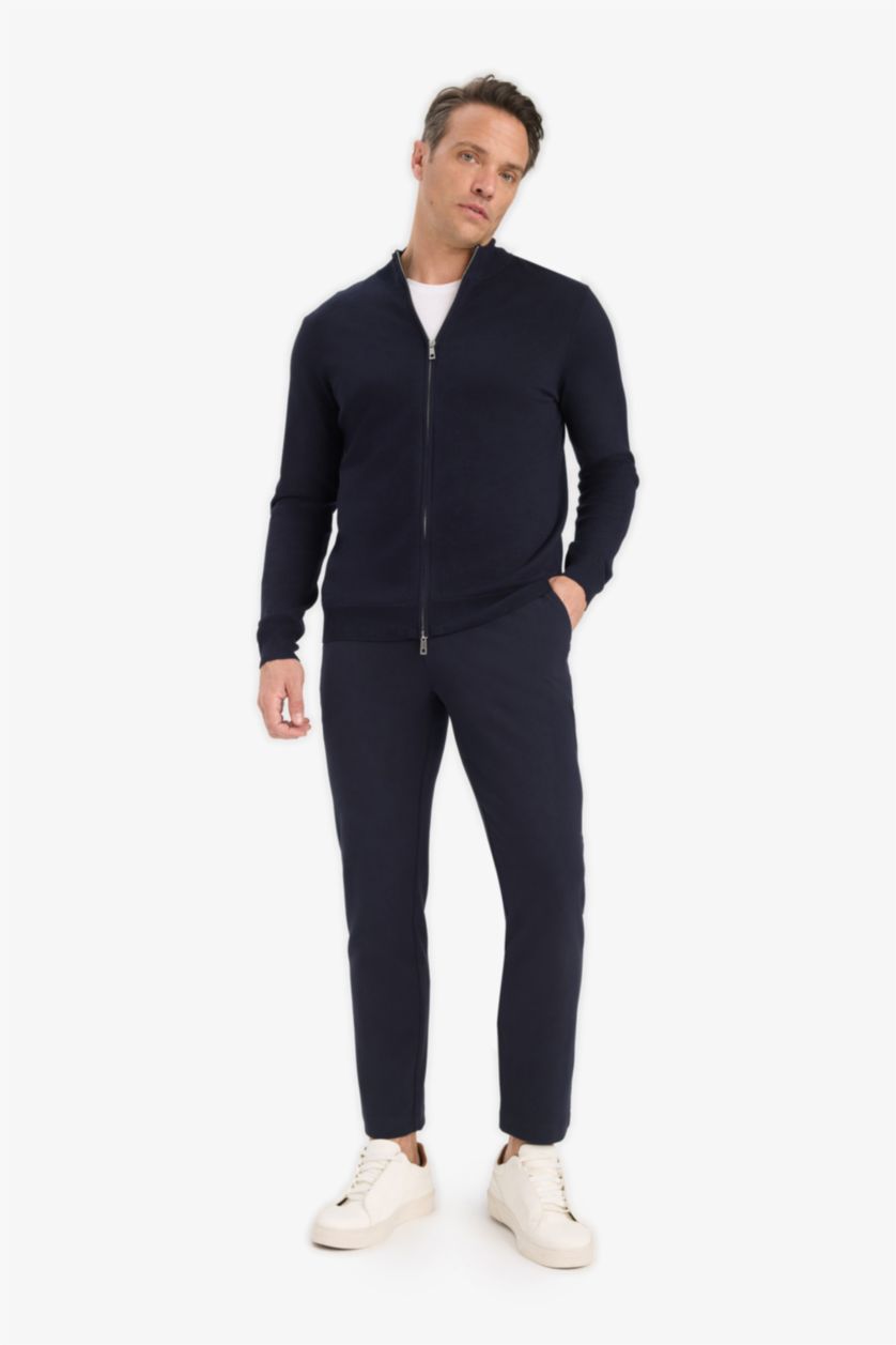 Мужчины Синий Кардиган стандартного кроя