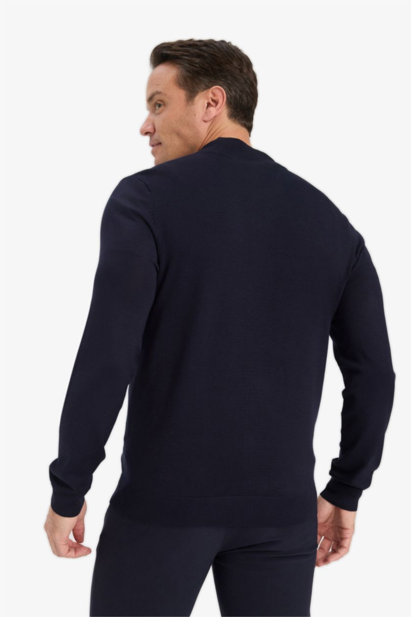 Мужчины Синий Кардиган стандартного кроя