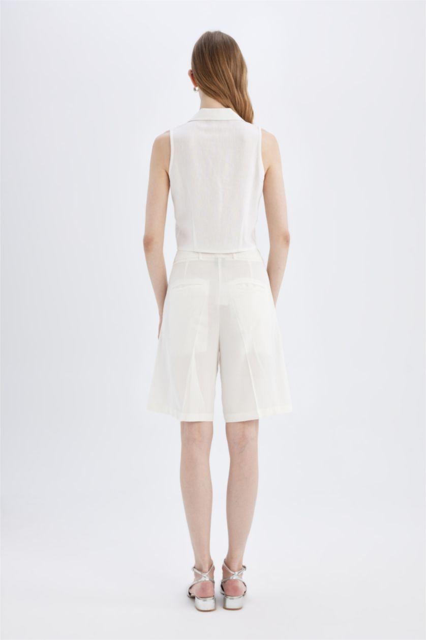 نساء اوف وايت شورت ستان قصير بجيب وخصر عالي