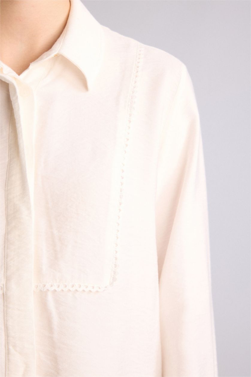 Kadın Ekru Regular Fit Uzun kollu Tunik