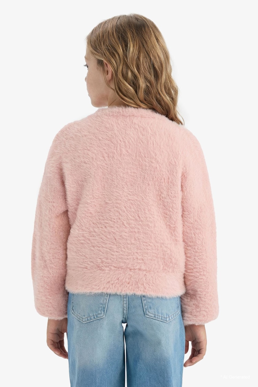 Young Girls - Teen Girls Light Pink Girl Crop Crew Neck Pullover