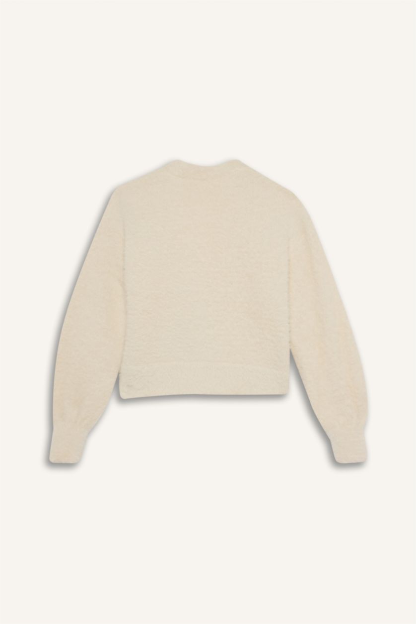 FILLES Blanc Cardigan en peluche à boutons à Col en V pour Fille