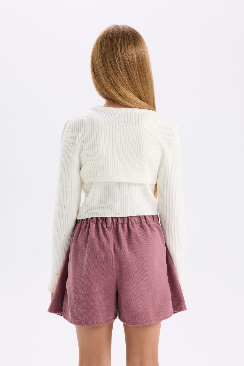 GIRLS & TEENS Ecru Girl 2 piece Slim Fit Crew Neck Pullover