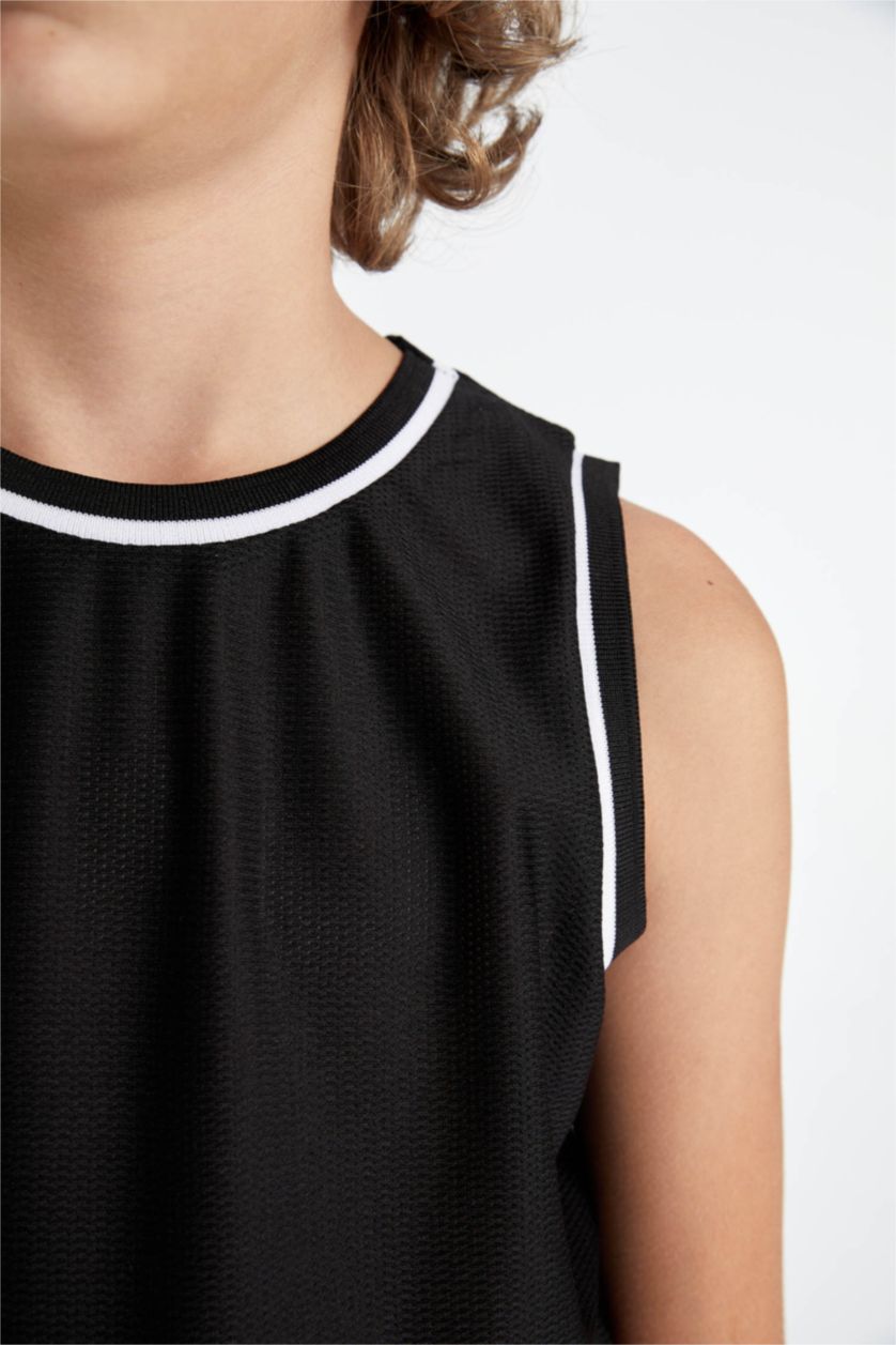 Erkek Çocuk - Genç Erkek Siyah Bisiklet Yaka Atlet Erkek Çocuk