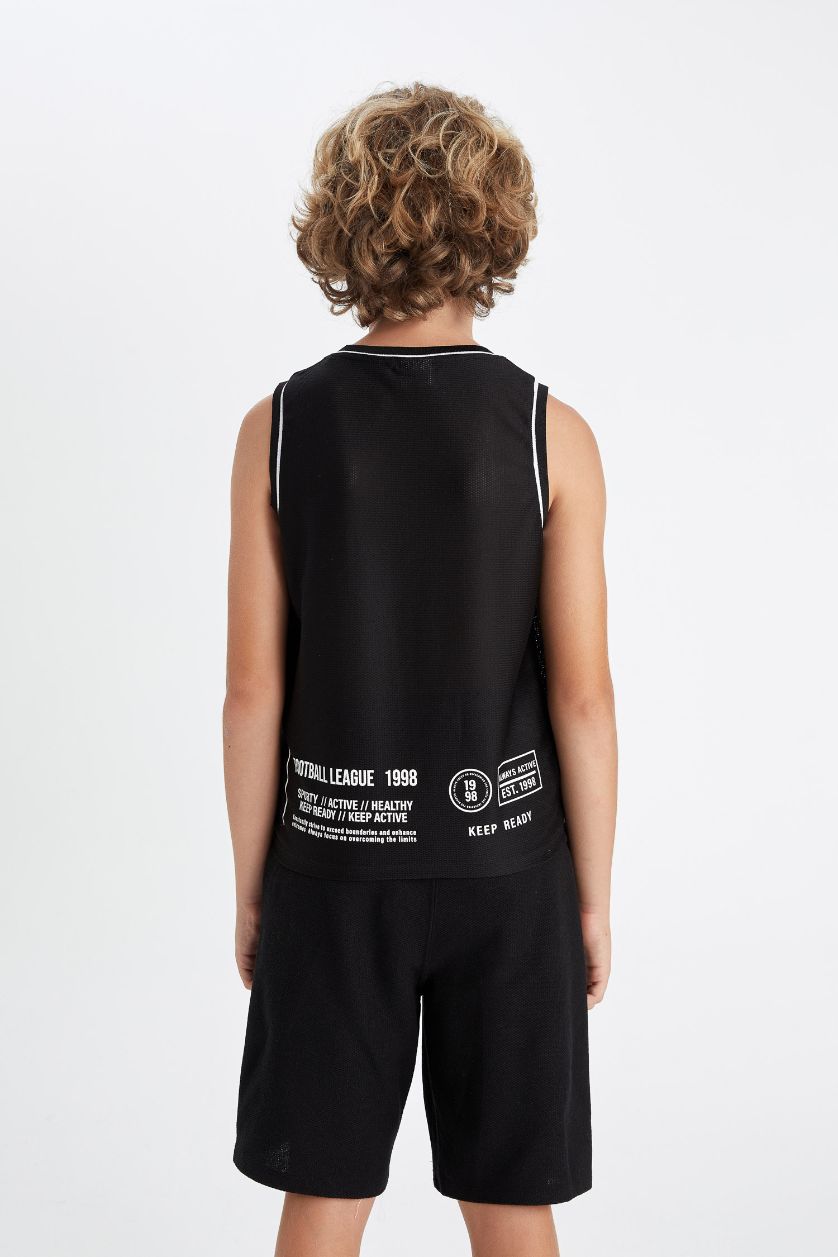 Erkek Çocuk - Genç Erkek Siyah Bisiklet Yaka Atlet Erkek Çocuk