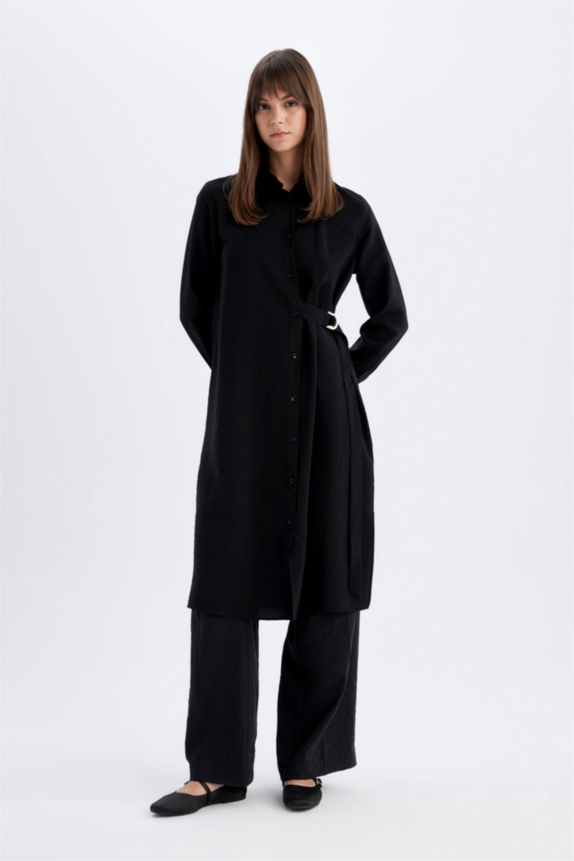 WOMAN Black Regular Fit Long Sleeve Shirt Tunic