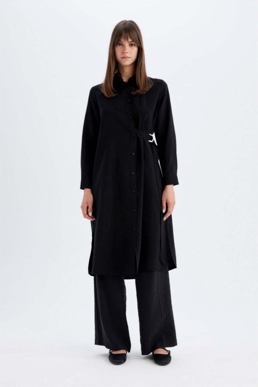 WOMAN Black Regular Fit Long Sleeve Shirt Tunic