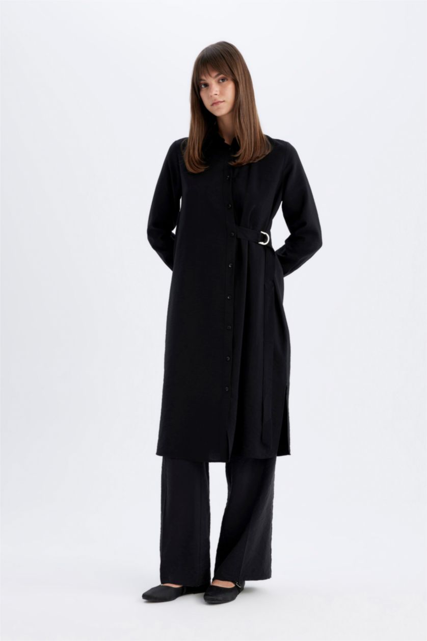 WOMAN Black Regular Fit Long Sleeve Shirt Tunic