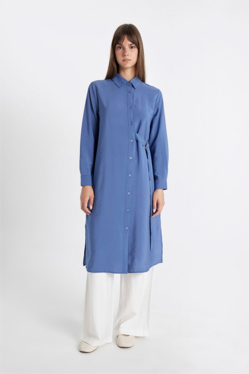 WOMAN Indigo Regular Fit Long Sleeve Shirt Tunic
