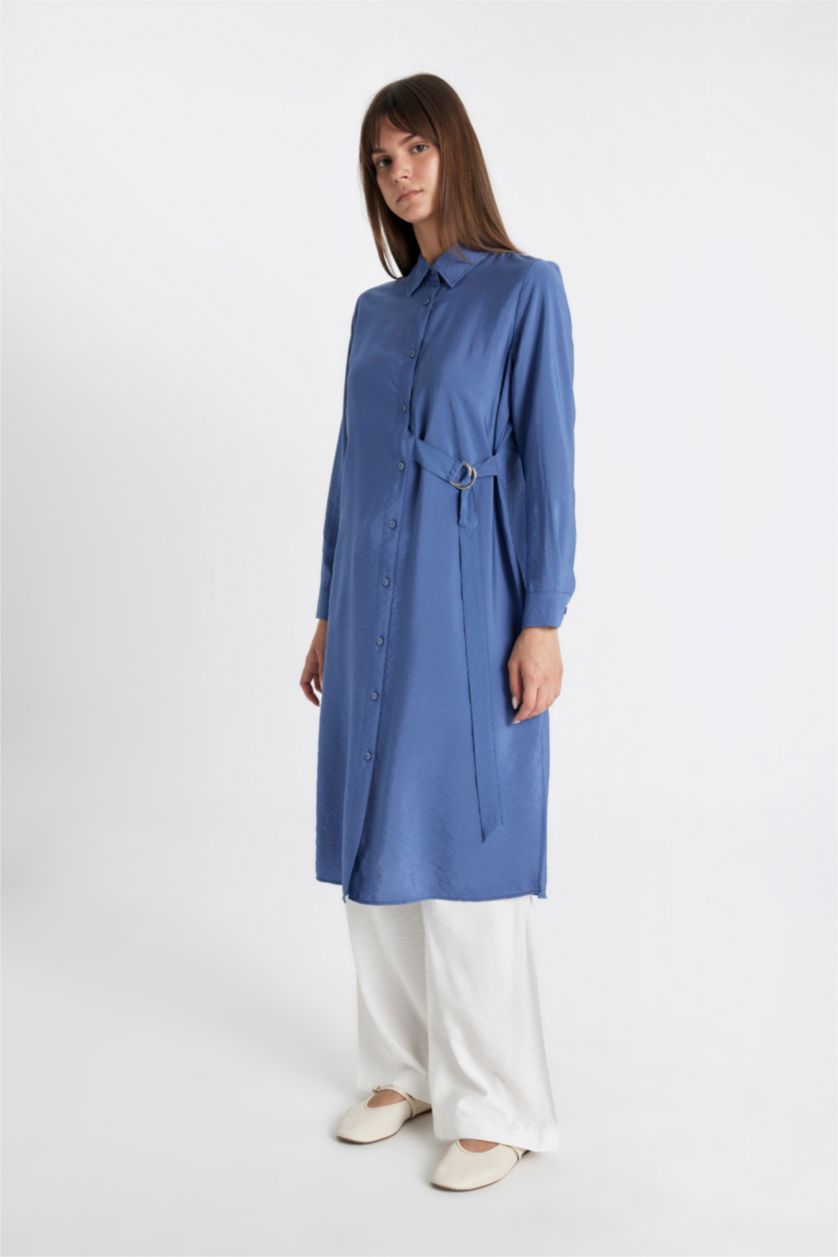 WOMAN Indigo Regular Fit Long Sleeve Shirt Tunic
