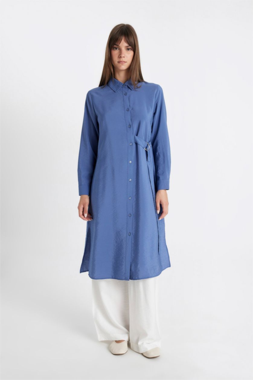 WOMAN Indigo Regular Fit Long Sleeve Shirt Tunic