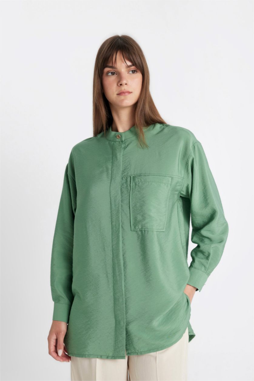 WOMAN Green Relax Fit Long Sleeve Tunic