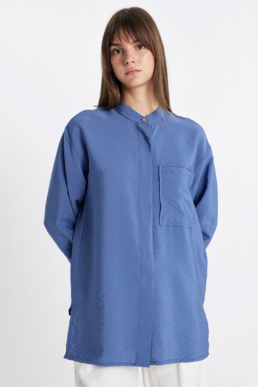 WOMAN Indigo Relax Fit Long Sleeve Shirt Tunic