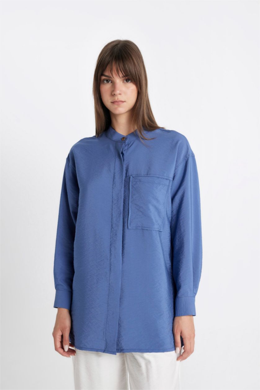 WOMAN Indigo Relax Fit Long Sleeve Shirt Tunic