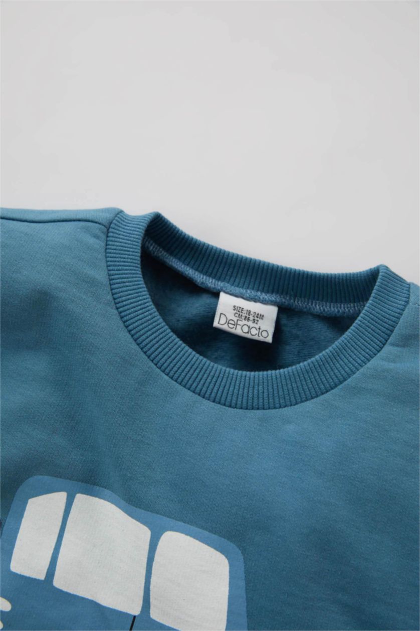 طفل صغير نيلي سويت شيرت بيبي اولادي قصة عادية ببطانة ناعمة نيلي