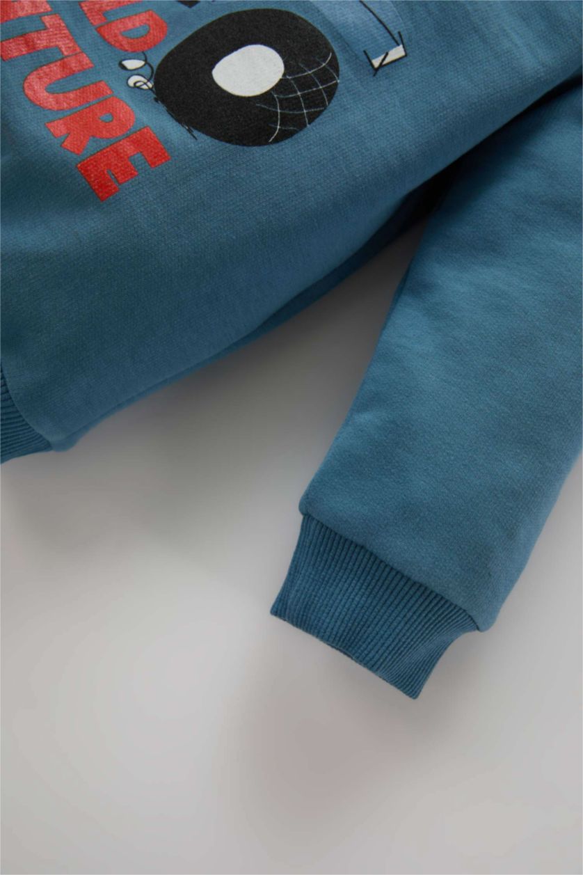 طفل صغير نيلي سويت شيرت بيبي اولادي قصة عادية ببطانة ناعمة نيلي