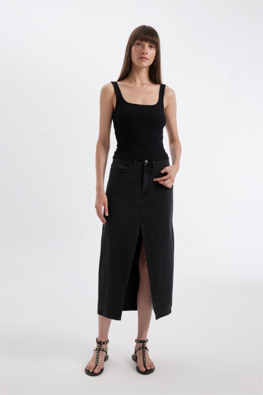 FEMME Noir Jupe longue en jean