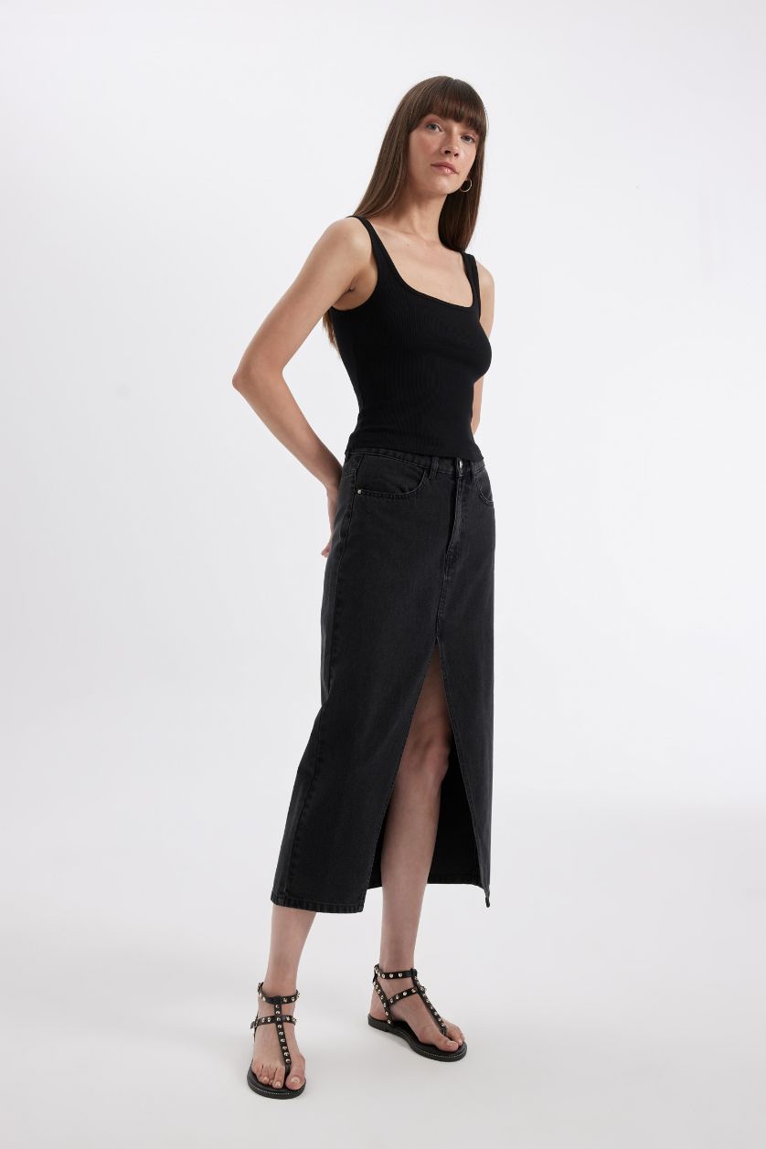 FEMME Noir Jupe longue en jean