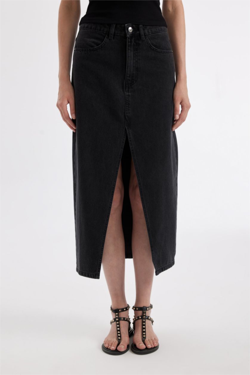 FEMME Noir Jupe longue en jean