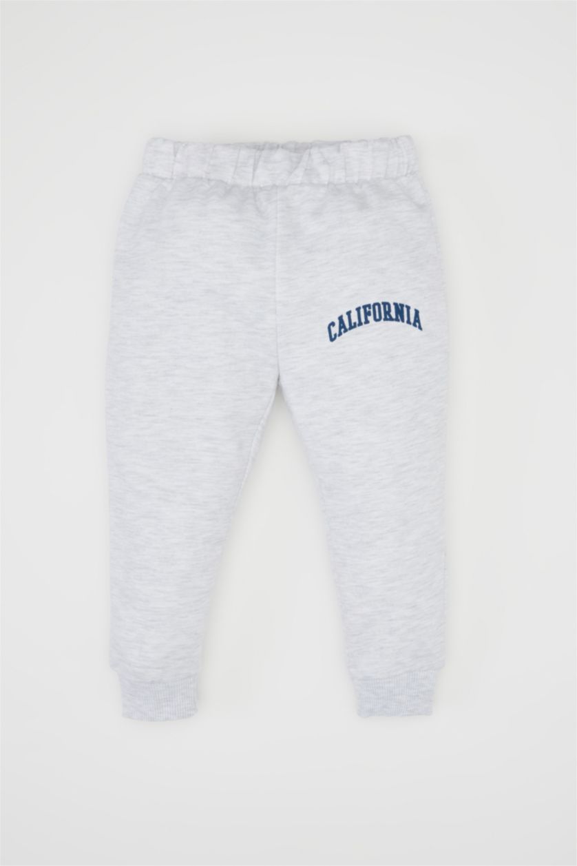 BABY BOY Light Grey Baby Boy Regular Fit Printed Sweatshirt Fabric Trousers