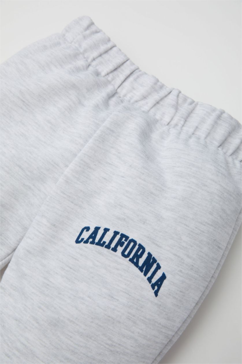 BABY BOY Light Grey Baby Boy Regular Fit Printed Sweatshirt Fabric Trousers