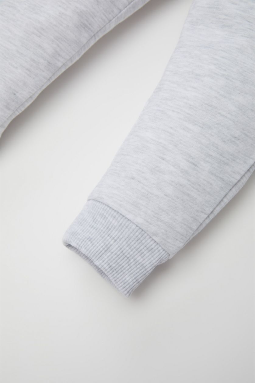 BABY BOY Light Grey Baby Boy Regular Fit Printed Sweatshirt Fabric Trousers