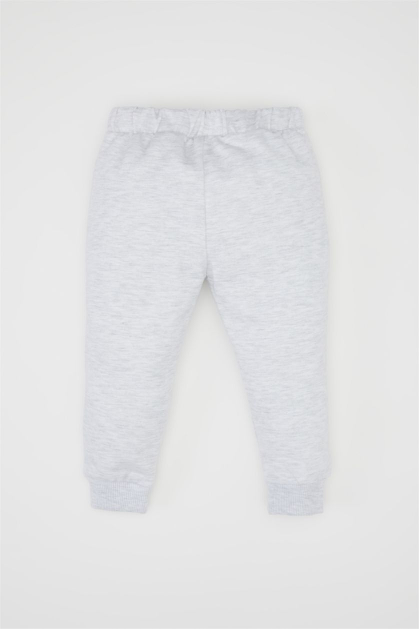 BABY BOY Light Grey Baby Boy Regular Fit Printed Sweatshirt Fabric Trousers