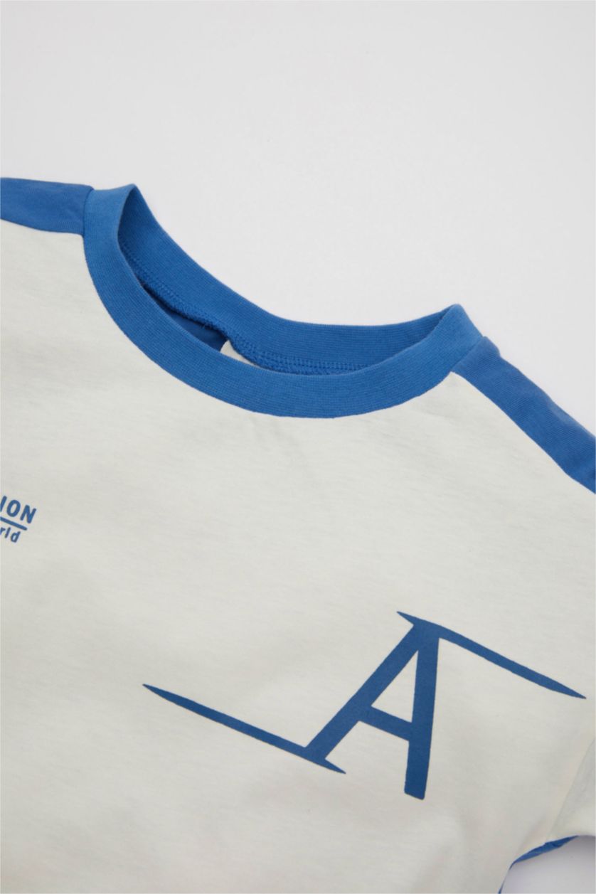 BABY BOY Ecru Baby Boy Printed Short Sleeve T-Shirt