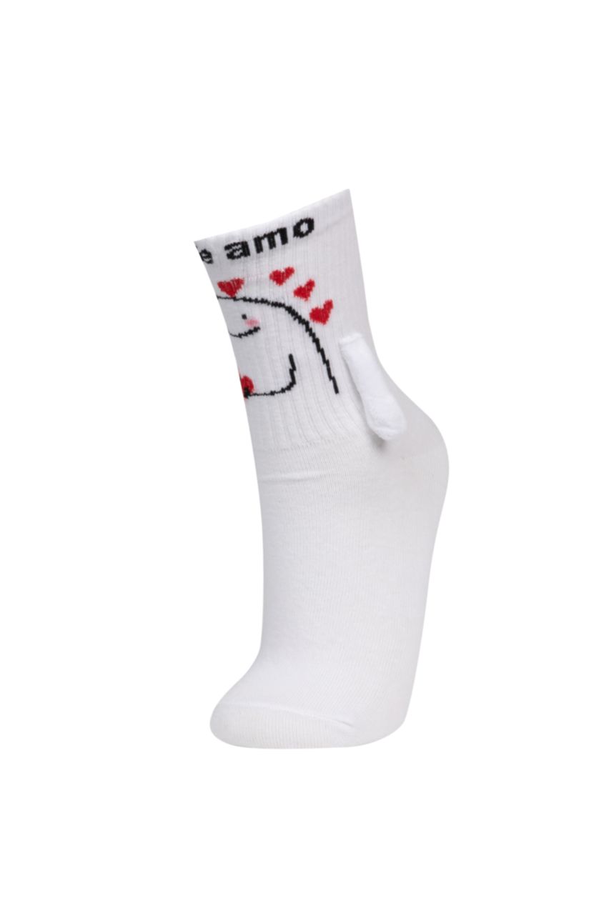 FEMME Blanc Chaussettes longues en coton imprimée pour femme