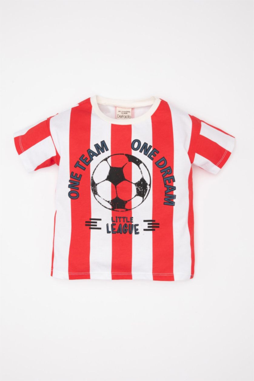 Baby Boy White Baby Boy Crew Neck Printed Short Sleeve T-Shirt