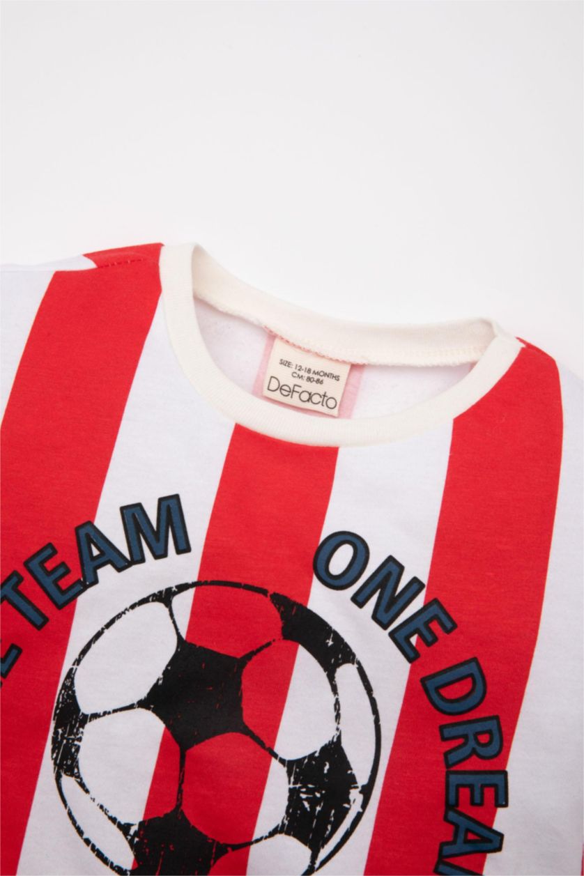 Baby Boy White Baby Boy Crew Neck Printed Short Sleeve T-Shirt