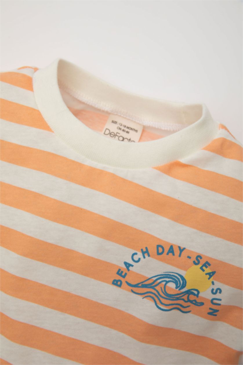 Baby Boy White Baby Boy Regular Fit Striped T-Shirt
