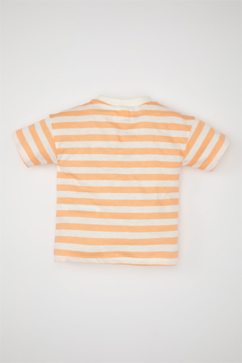 Baby Boy White Baby Boy Regular Fit Striped T-Shirt