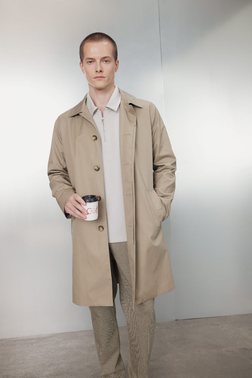 MAN Beige Regular Fit Cotton Coat