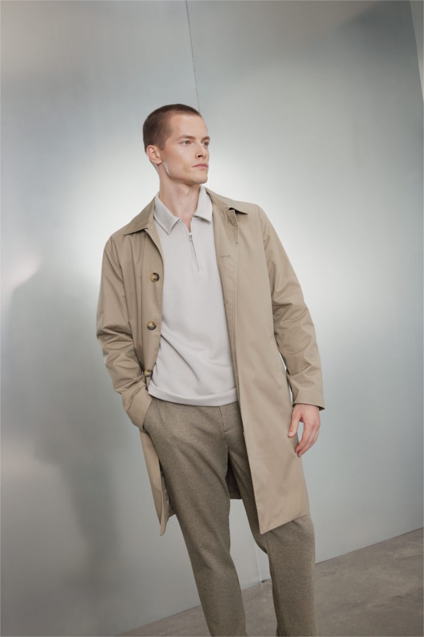MAN Beige Regular Fit Cotton Coat