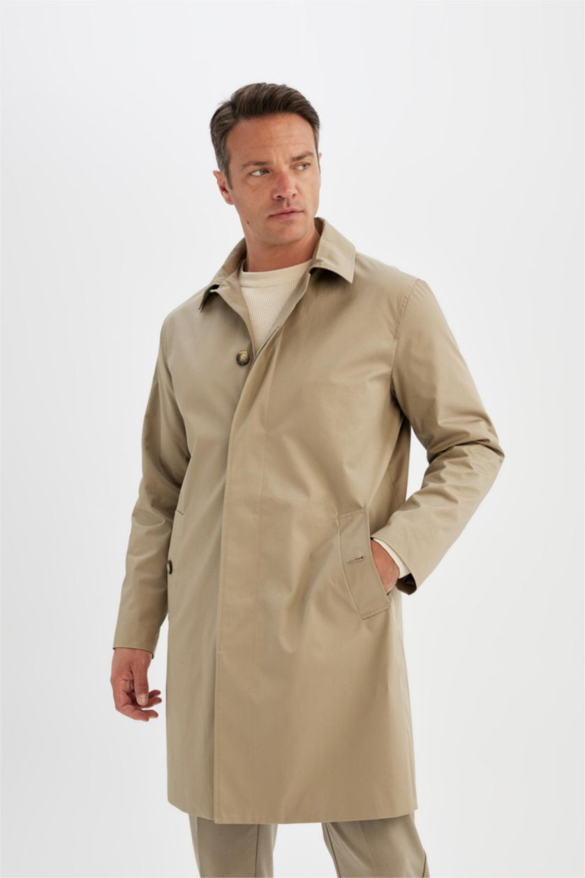 MAN Beige Regular Fit Cotton Coat