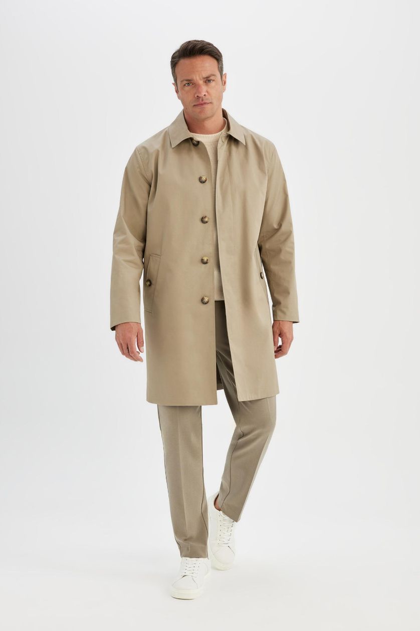 MAN Beige Regular Fit Cotton Coat