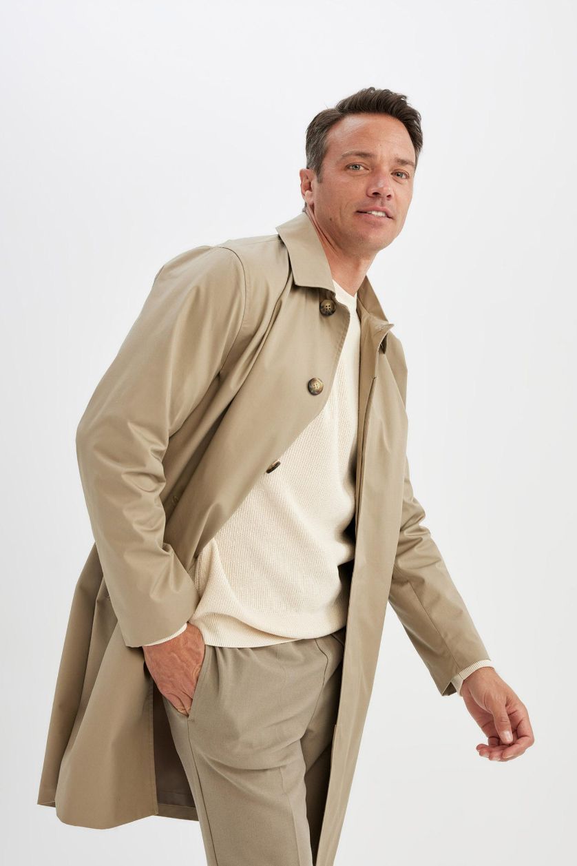 MAN Beige Regular Fit Cotton Coat