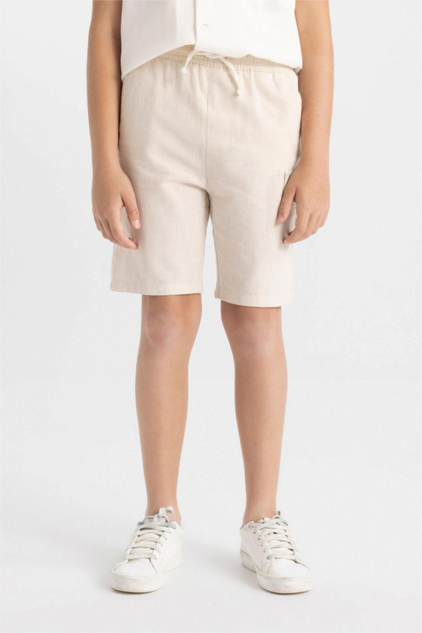 GARÇONS Beige Short à aspect Lin pour Garçon