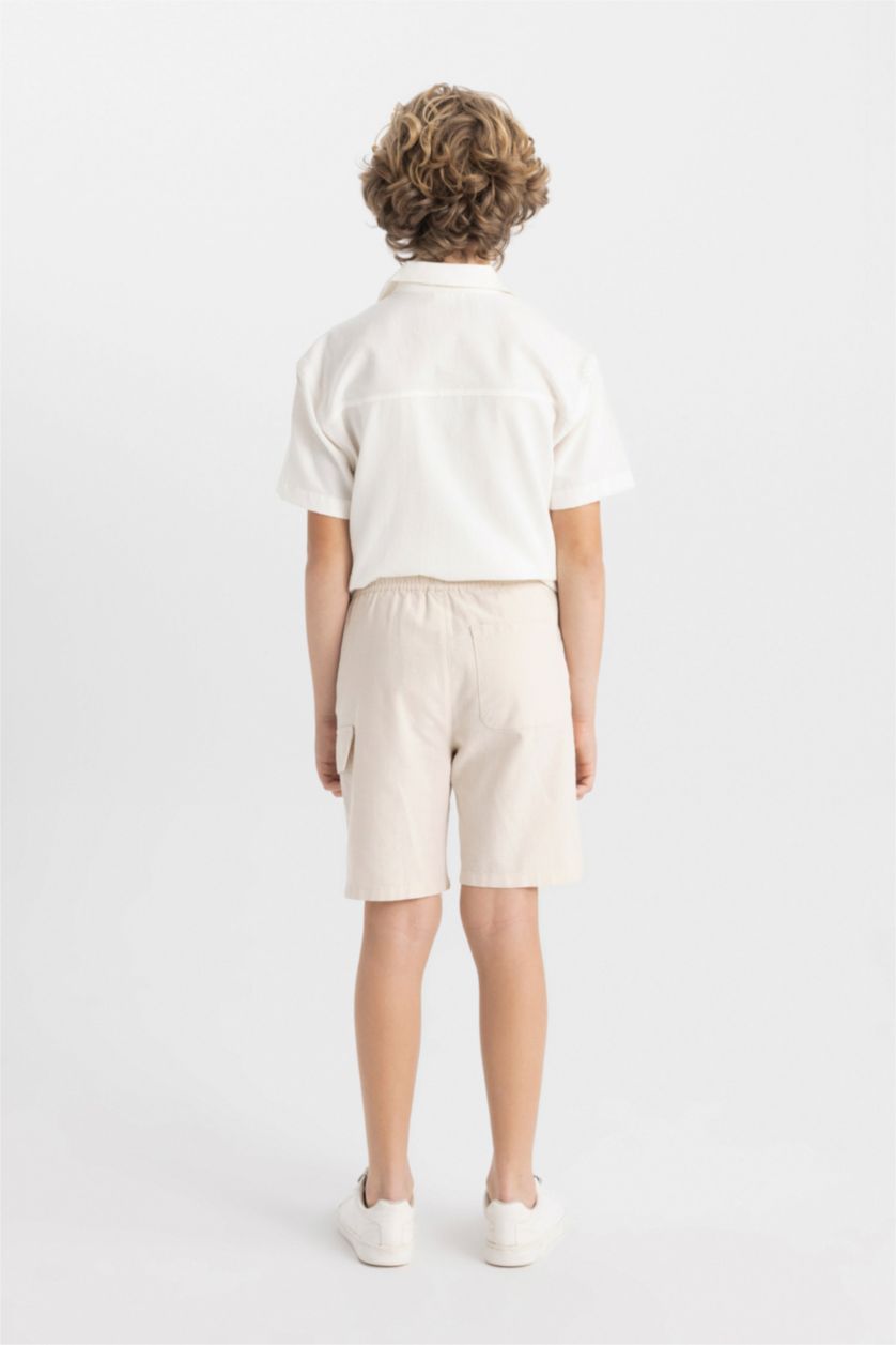 GARÇONS Beige Short à aspect Lin pour Garçon