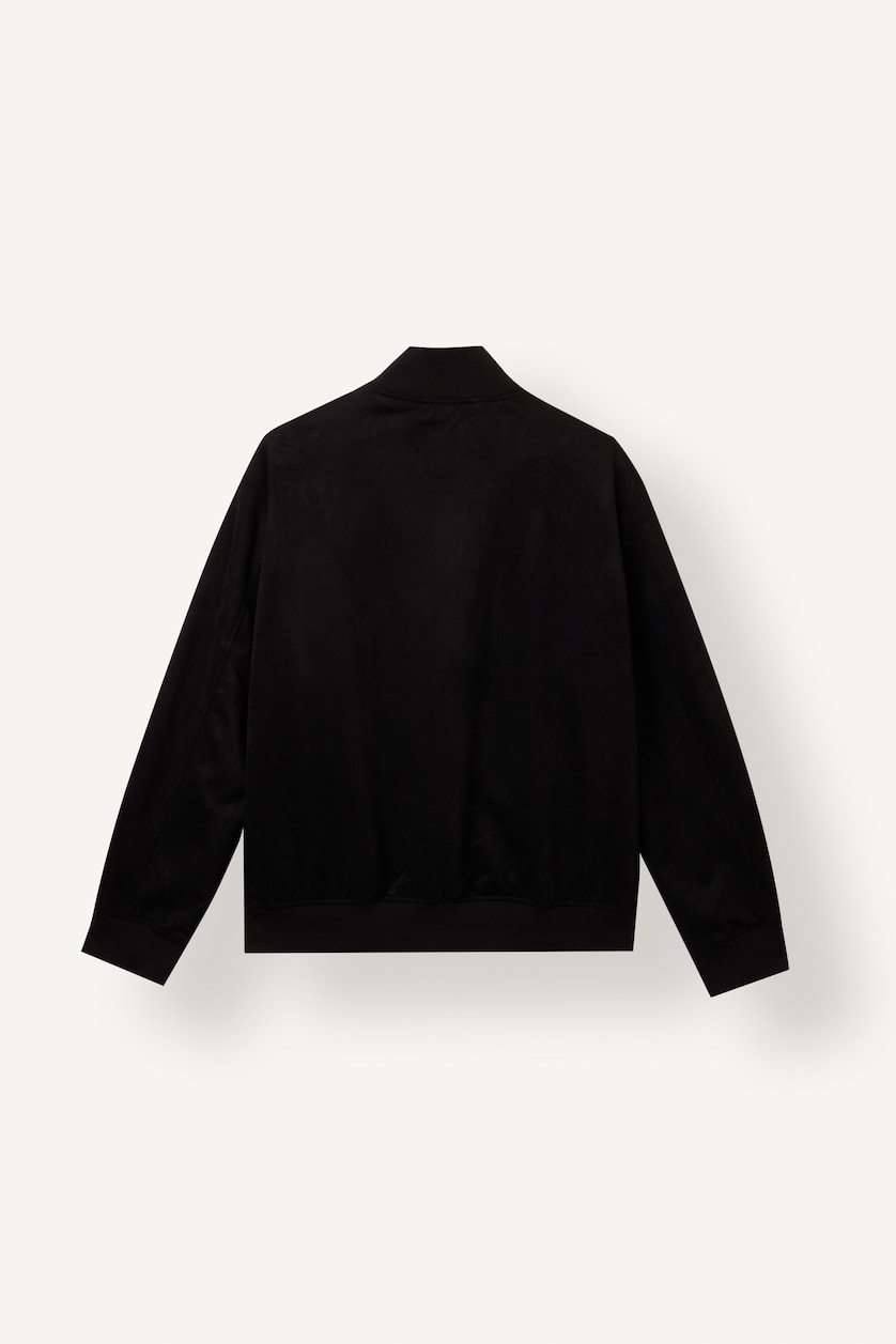 MAN Black Suede High Neck Puffer Jacket