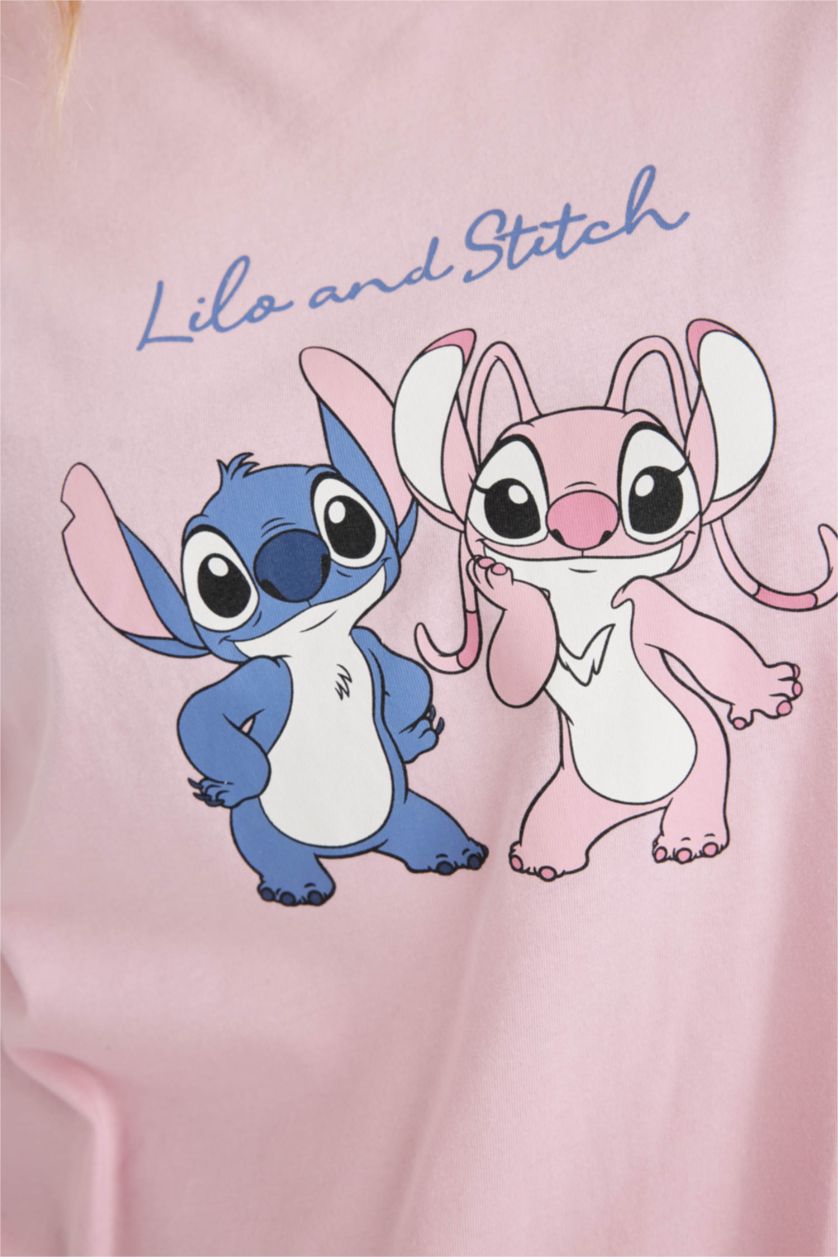 WOMAN Pink Fall in Love Disney Lilo & Stitch Regular Fit 2 Piece Pajama Set