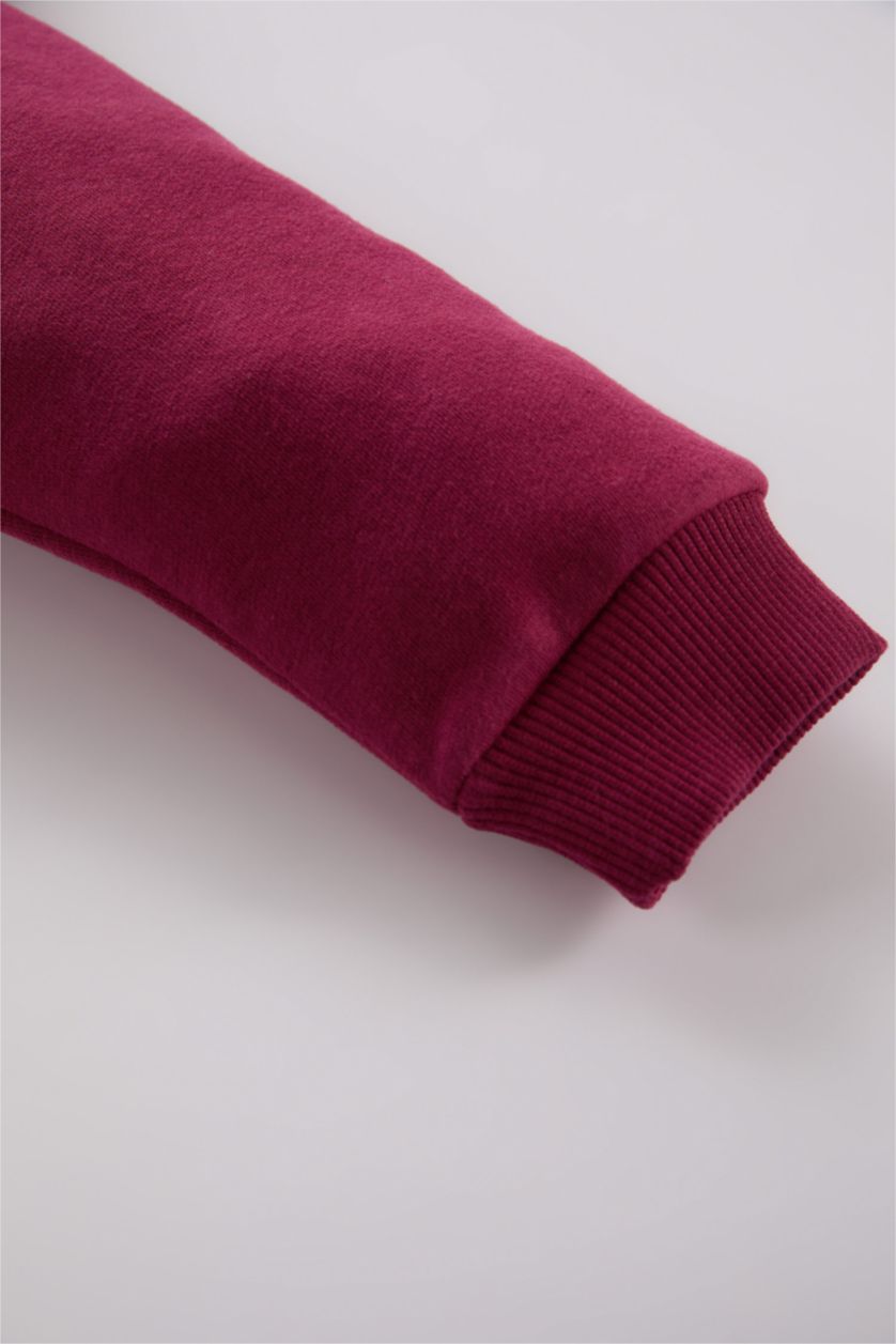 BABY GIRL Bordeaux Girl Hooded Soft Furry Inside Cardigan