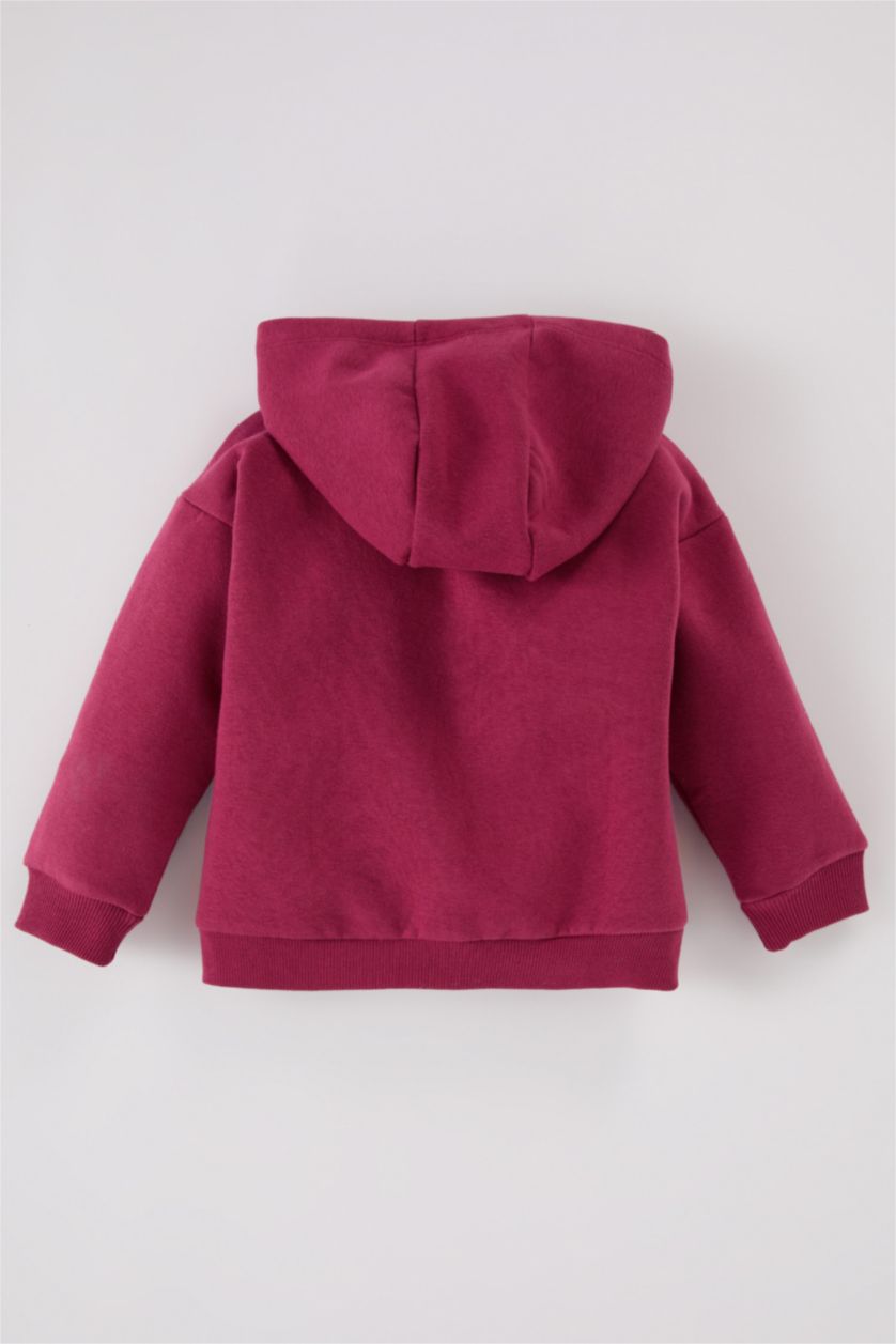 BABY GIRL Bordeaux Girl Hooded Soft Furry Inside Cardigan