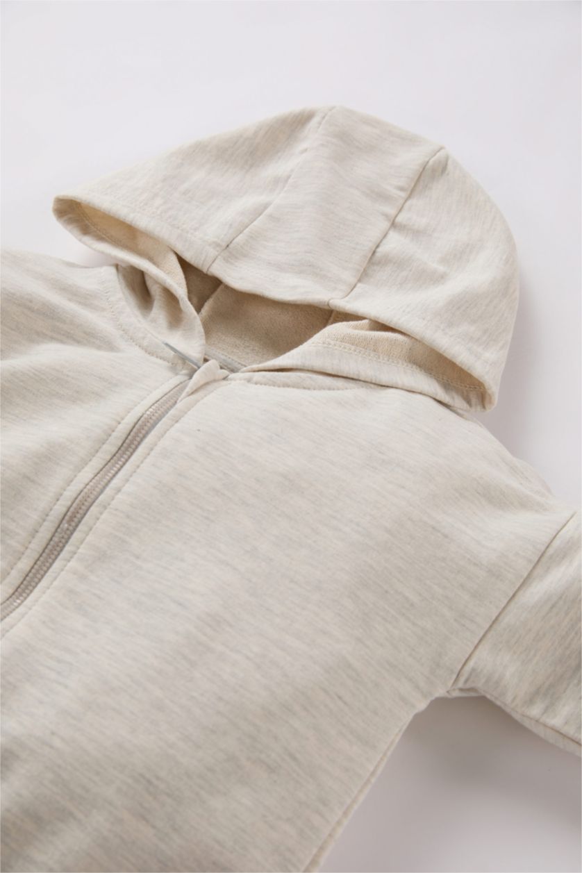 BABY GIRL Light Grey Melange Baby Girl Baby Collar Soft Fluffy Inside Cardigan