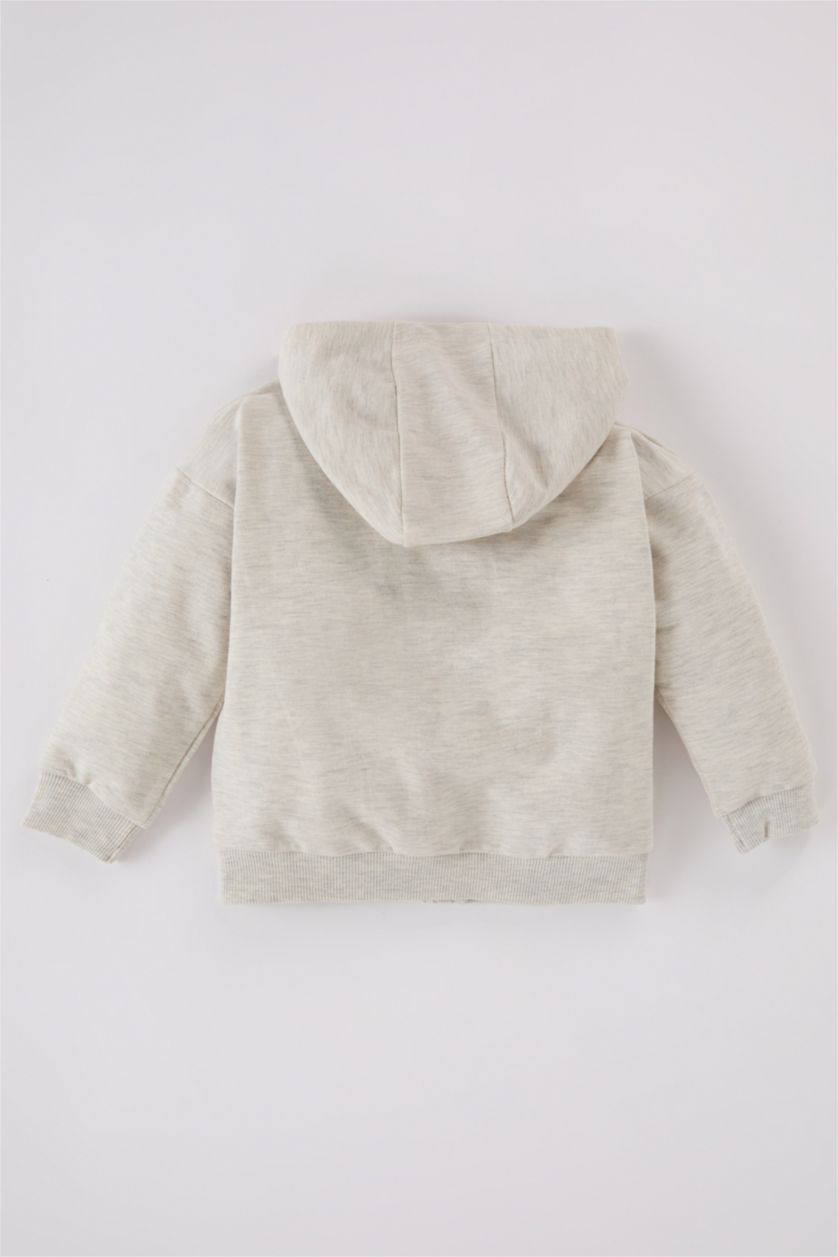 BABY GIRL Light Grey Melange Baby Girl Baby Collar Soft Fluffy Inside Cardigan