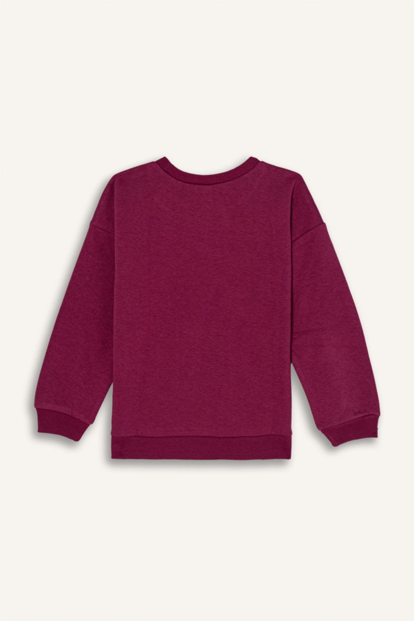 طفلة صغيرة خمري سويت شيرت بيبي بناتي تقيل بطبعة شعار قصة عادية