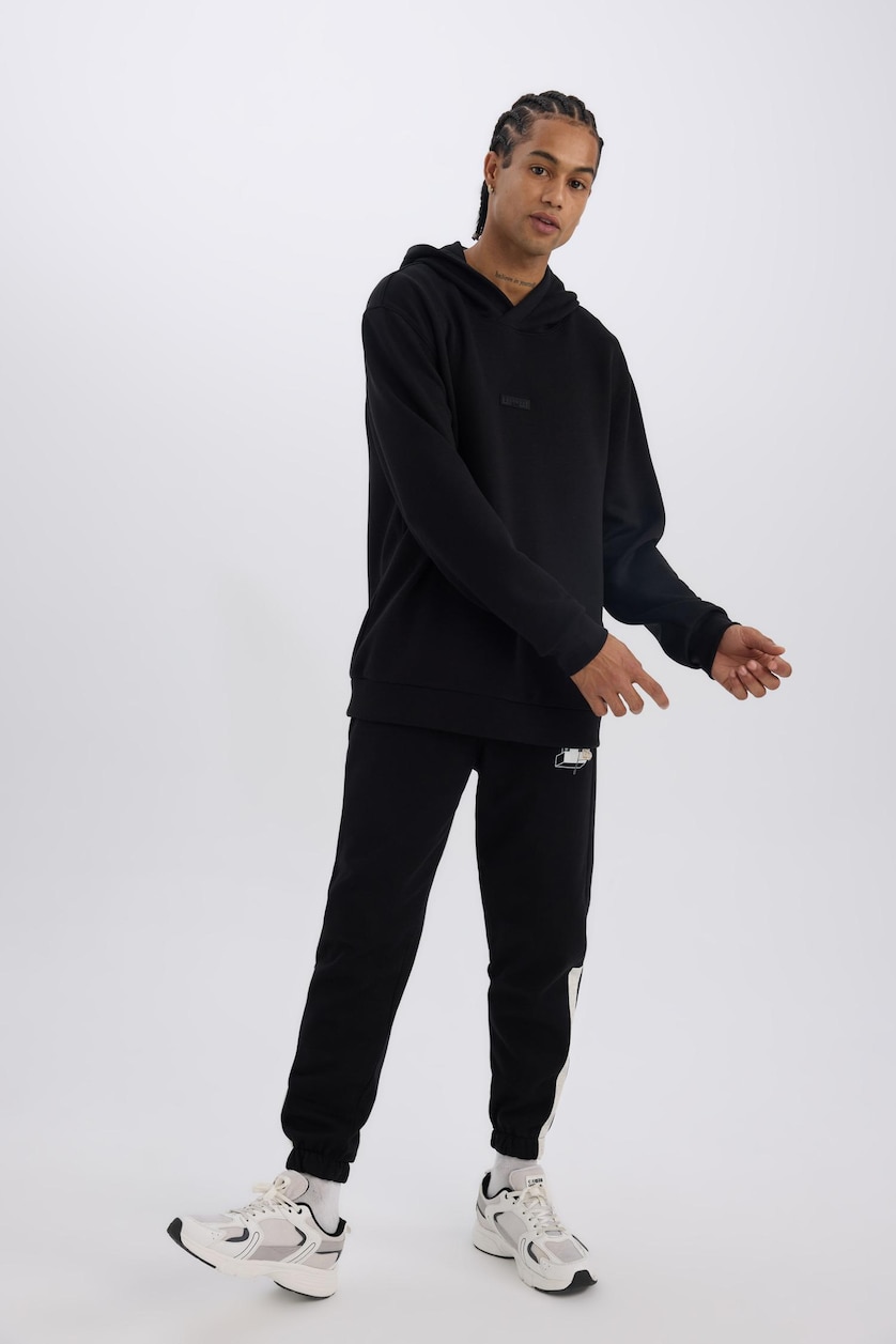 Men Black Standard Fit Thick Sweatshirt Fabric Jogger