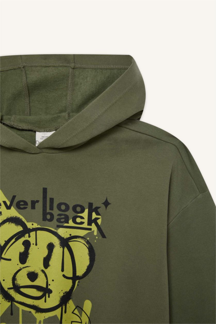 بناتي كاكي هودي بناتي اوفر سايز كاكي